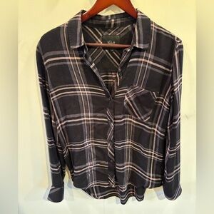Rails Hunter, onyx, slate, pink, button down shirt, size Small